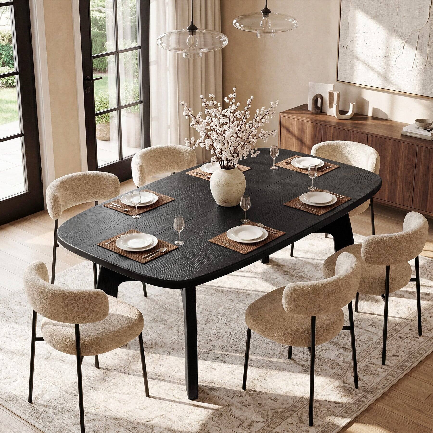 Tribesigns Solid Wood Dining Table with Rounded Tabletop Edges for ...