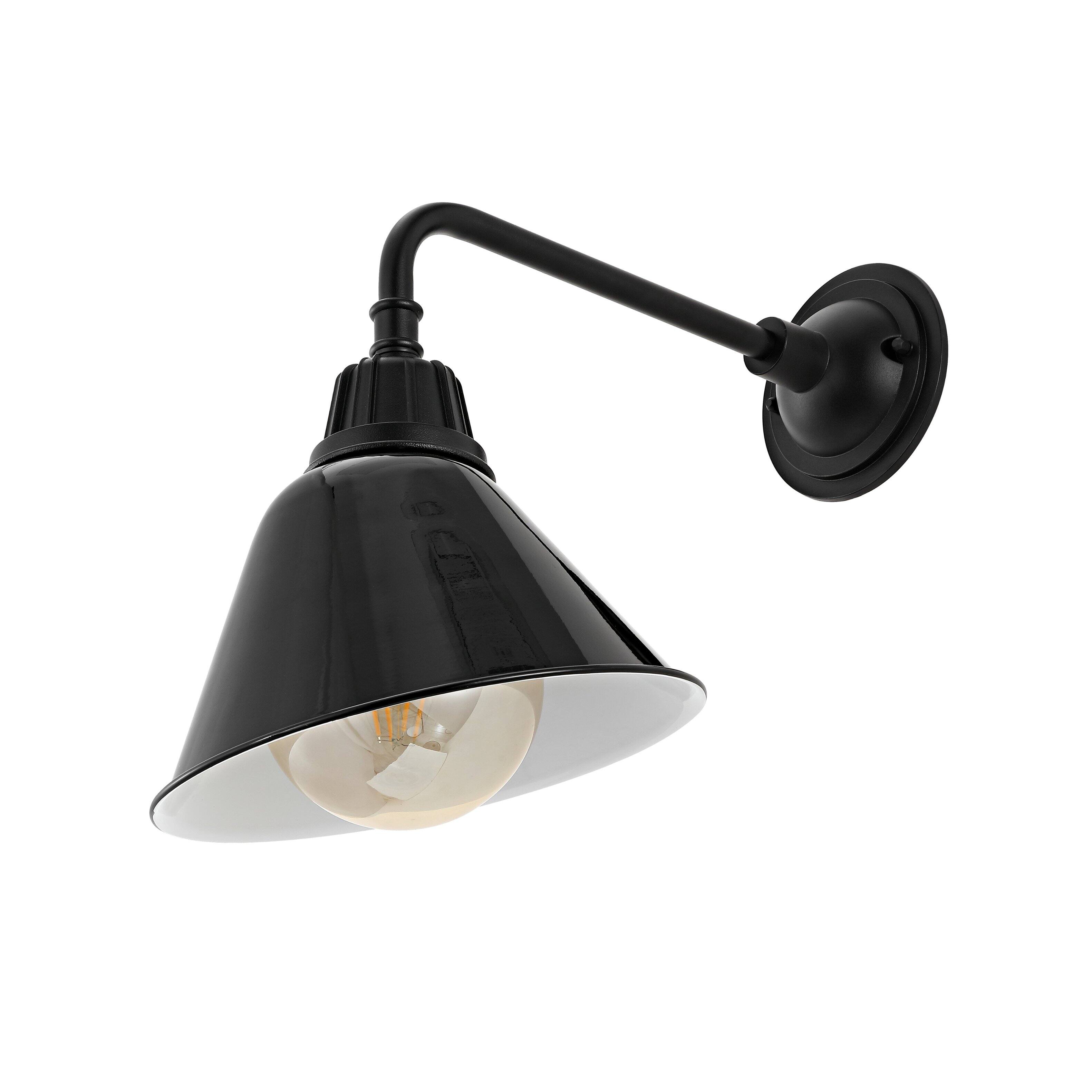 Alt View 5. Jonathan Y - Croydon 9.63" 1-Light Farmhouse Industrial Indoor/Outdoor Iron LED Gooseneck Arm Outdoor Sconce, Black - Black.