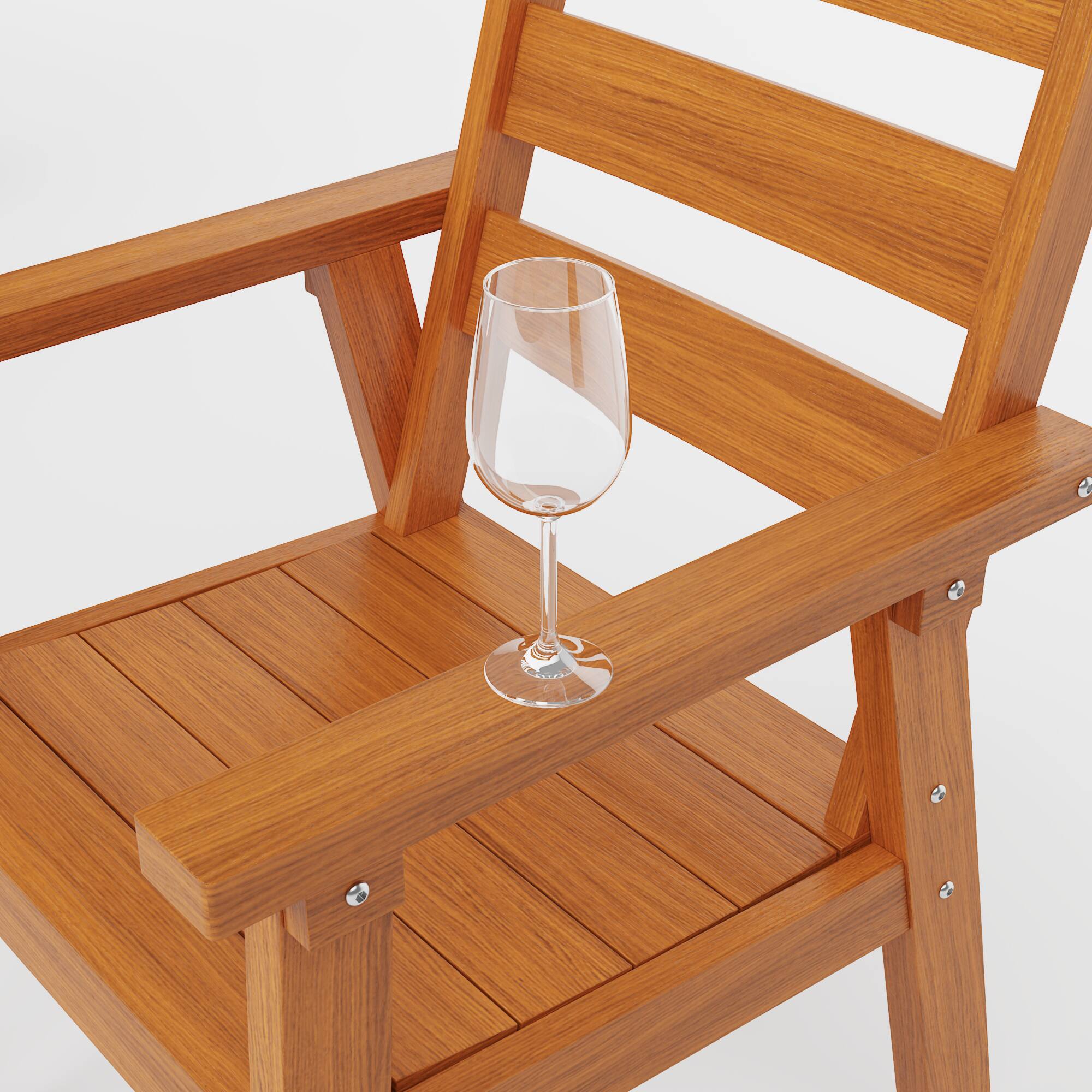 Alt View 5. Famapy - Pairs of Teak-Style Outdoor Patio Dining Chair HDPS Aluminum Frame, Weatherproof & Low-Maintenance for Garden Poolside - Wooden.