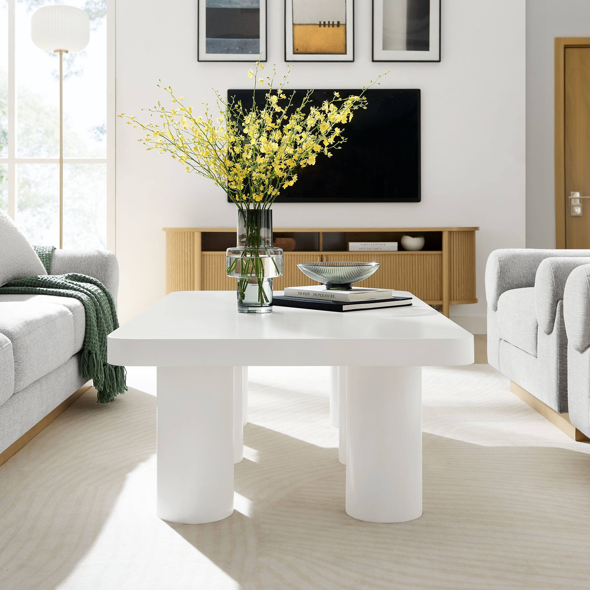 Alt View 1. Modway - Cleo 54" Rectangular Coffee Table by Modway - White.