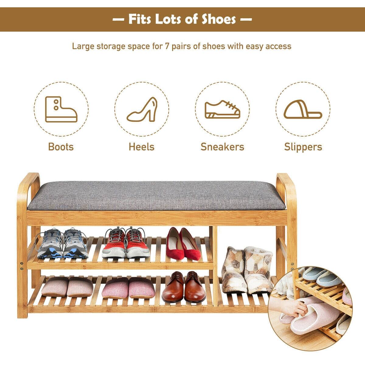 Fits Lots of Shoes - Large storage space for 7 pairs of shoes with easy access

Boots
Heels
Sneakers
Slippers