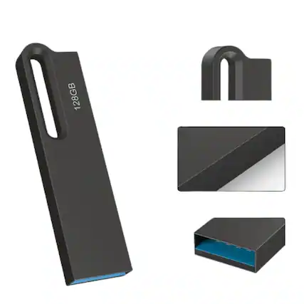 Front. Stock Preferred - 128GB USB 3.0 Metal Mini Flash Drives - Black.