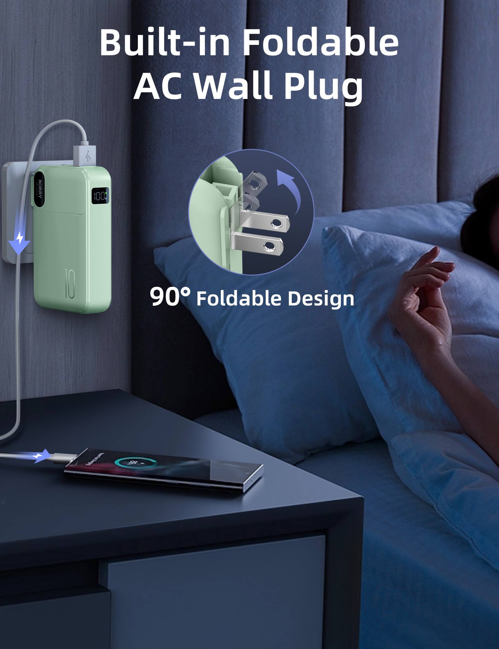 Built-in Foldable AC Wall Plug

KORRY

10

90° Foldable Design
