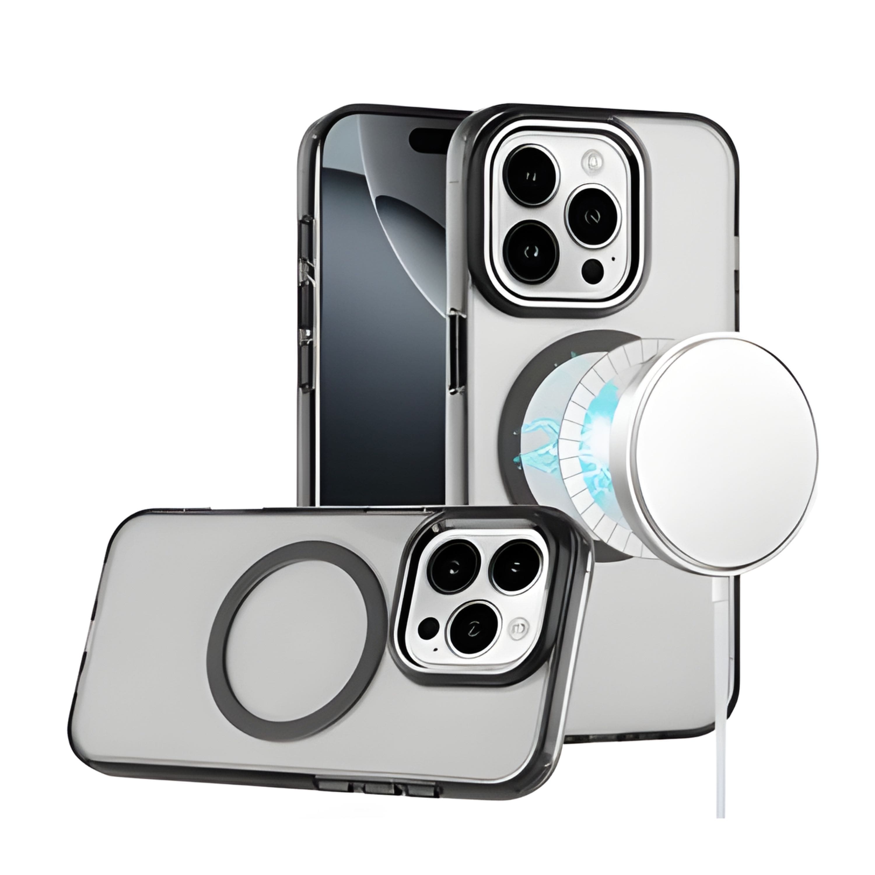 Kitcheniva - Trans-Clear Metal Buttons Phone Case With Tempered Glass For iPhone 16 Pro - Black price history on PriceWatchPro