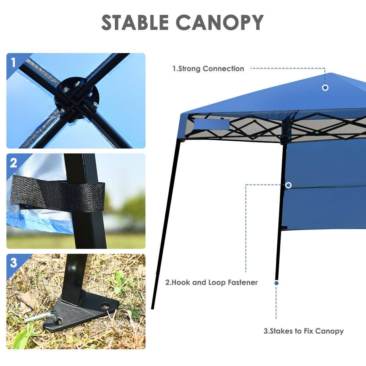 STABLE CANOPY

1. Strong Connection
2. Hook and Loop Fastener
3. Stakes to Fix Canopy