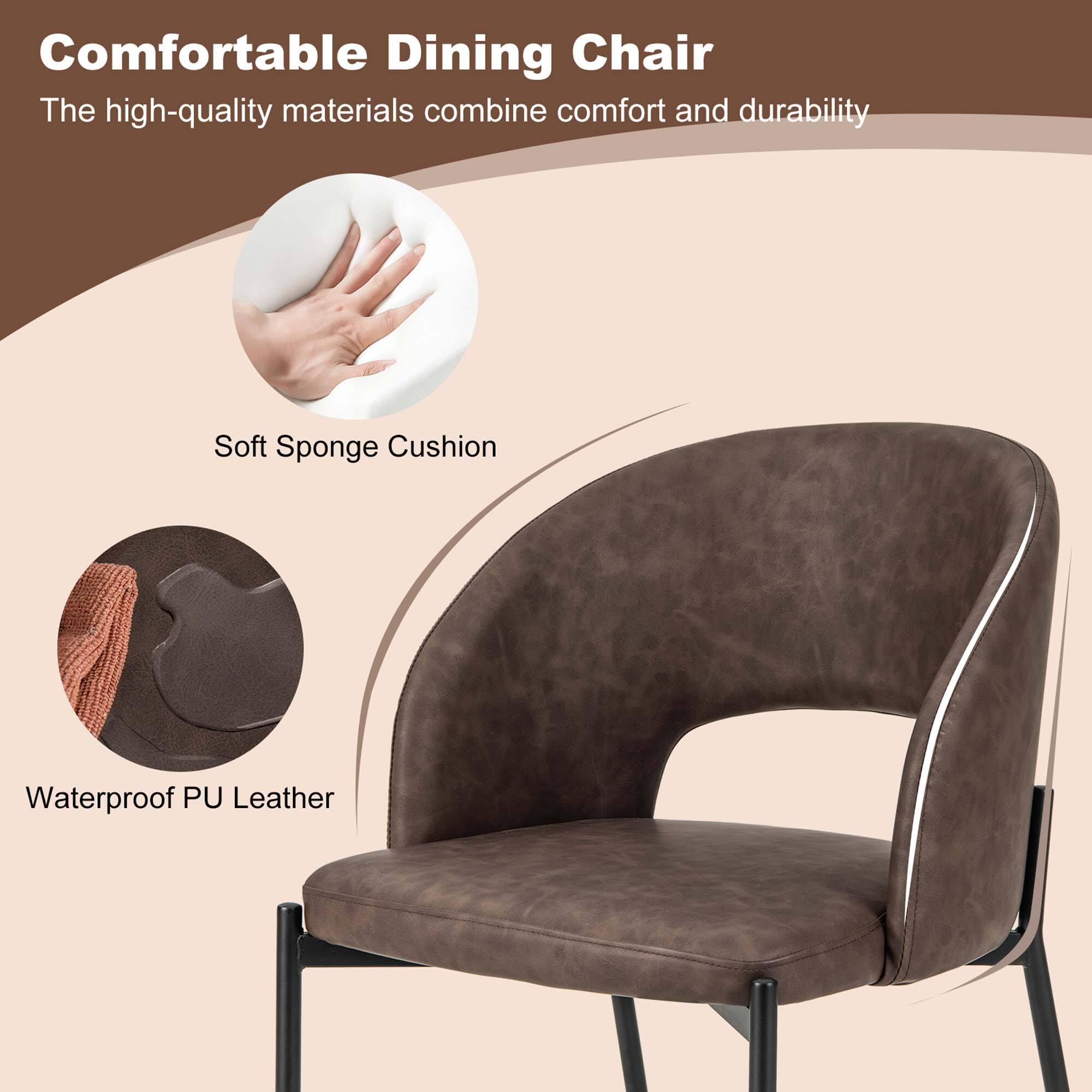 Comfortable Dining Chair: The high-quality materials combine comfort and durability. Soft Sponge Cushion: Waterproof PU Leather.