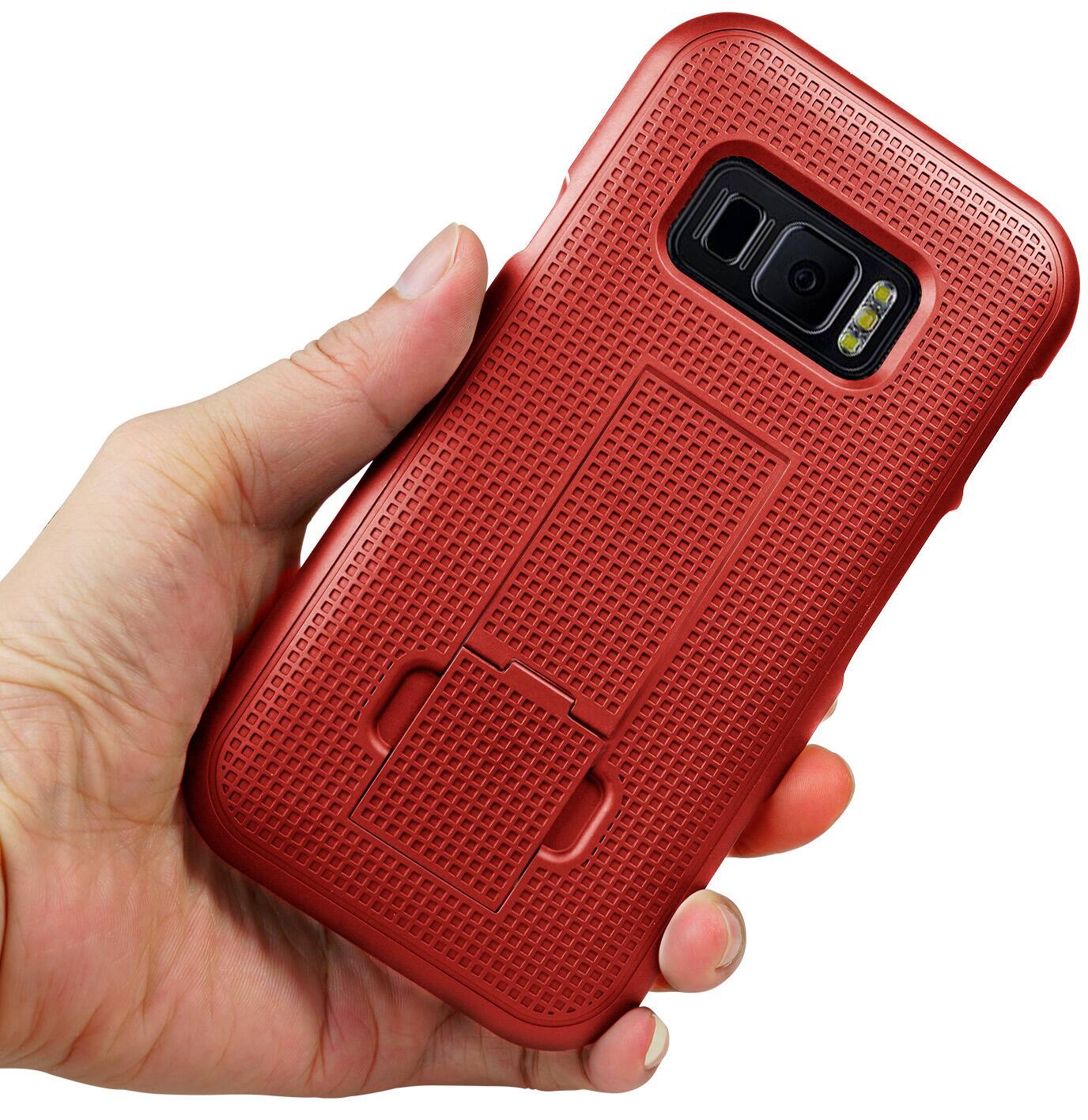 Alt View 4. Nakedcellphone - Slim Case for Samsung XCover FieldPro Phone (with Kickstand) - Red.