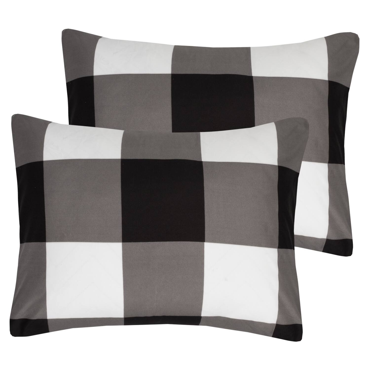 Left. Sweet Home Collection - 7 Piece Buffalo Plaid Bed in a Bag Comforter and Sheet Set - Queen - Black/White.