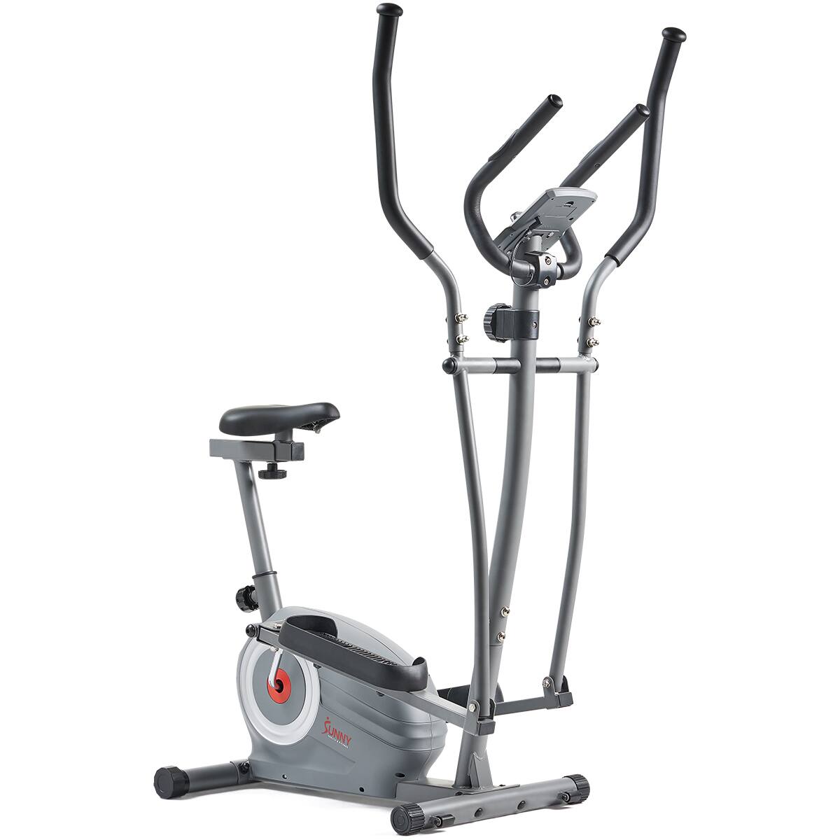 Front. Sunny Health & Fitness - Smart Compact Sit and Stand Elliptical - Grey.