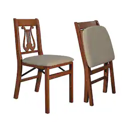 Stakmore - Music Back Folding Chair, Cherry Frame with Blush Fabric (Set of 2) - Brown