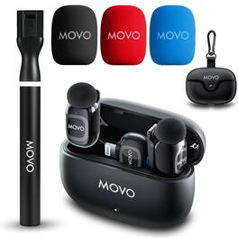 MOVO - NanoMic Dual Lightning Wireless Microphone for iPhone 14 and below (Lightning) w/ WMX-HM2 Wireless Handle