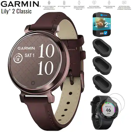 GARMIN Lily 2 Classic
- STYLISH PATTERNED LENS REVEALS A BRIGHT TOUCHSCREEN DISPLAY
- UP TO 5 DAYS OF BATTERY LIFE
- SMALL, FASHIONABLE SMARTWATCH WITH A METAL CASE
- HEALTH MONITORING INCLUDES 24/7 HEART RATE
- FITNESS TRACKING AND SPORTS APPS
- NOTIFICATIONS WHEN PAIRED TO YOUR IPHONE OR ANDROID SMARTPHONE
- 2 YEAR WARRANTY
GARMIN
SAT 1
10:10
V02 Max.
46
Good