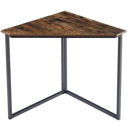 Front. Vecelo - Industrial Corner Shelf Table-Corner Cabinet with Ventilation Door, Computer Desk Metal Frame Corner Writing Desk - Brown.