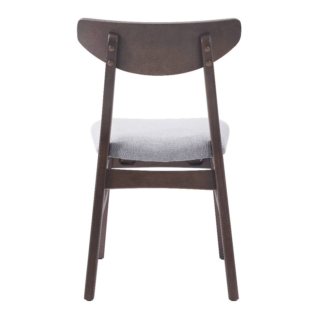 Alt View 8. Loheer - Loheer Set of 2 Scandinavian Dining Chairs Curved Wood Backrest Gray Fabric Seat Brown Finish Mid Century Accent Seating - Brown.