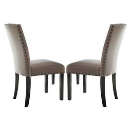 Manhattan Lane - Nailhead Trim Fabric Upholstered Wooden Side Chair, Set of 2 - Beige and Brown
