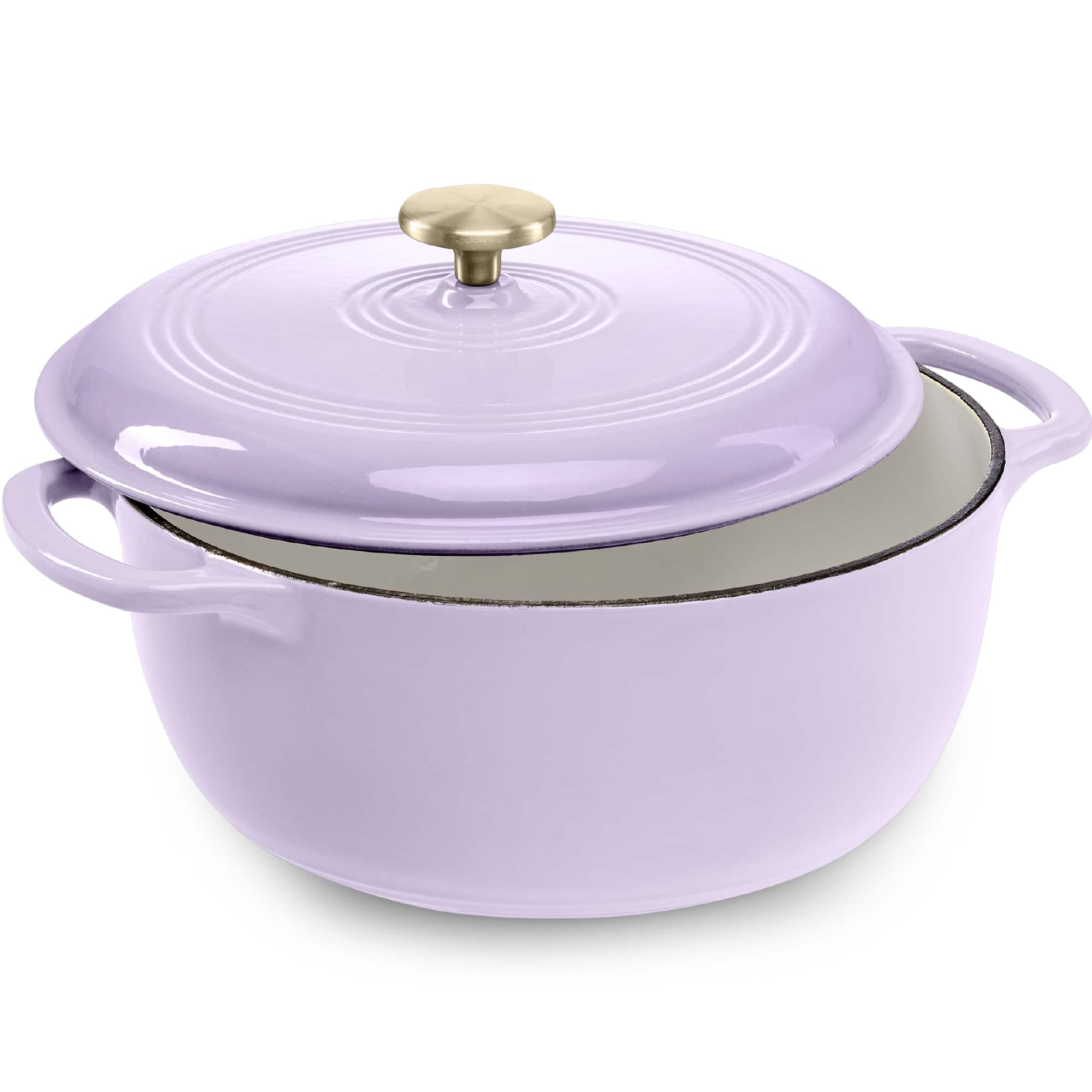Front. Best Choice Products - Best Choice Products 6 Quart Cast-Iron Dutch Oven, Heavy-Duty Kitchenware w/ Enamel, Side Handles - Lavender Mist - Lavender Mist.