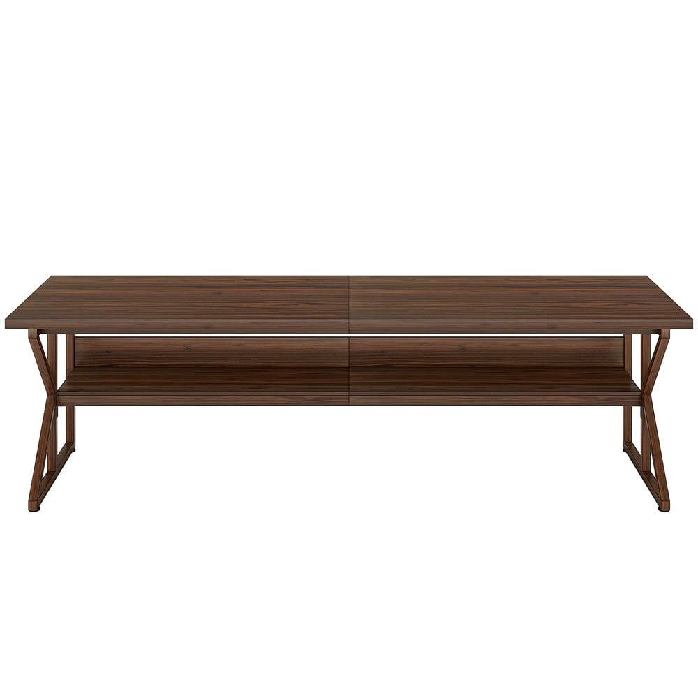 Alt View 1. Kadyn - Kadyn Study Writing Desk, Computer Desk,78.74" Two Person Desk, Large Computer Desk with Storage Shelf,Brown - Brown.