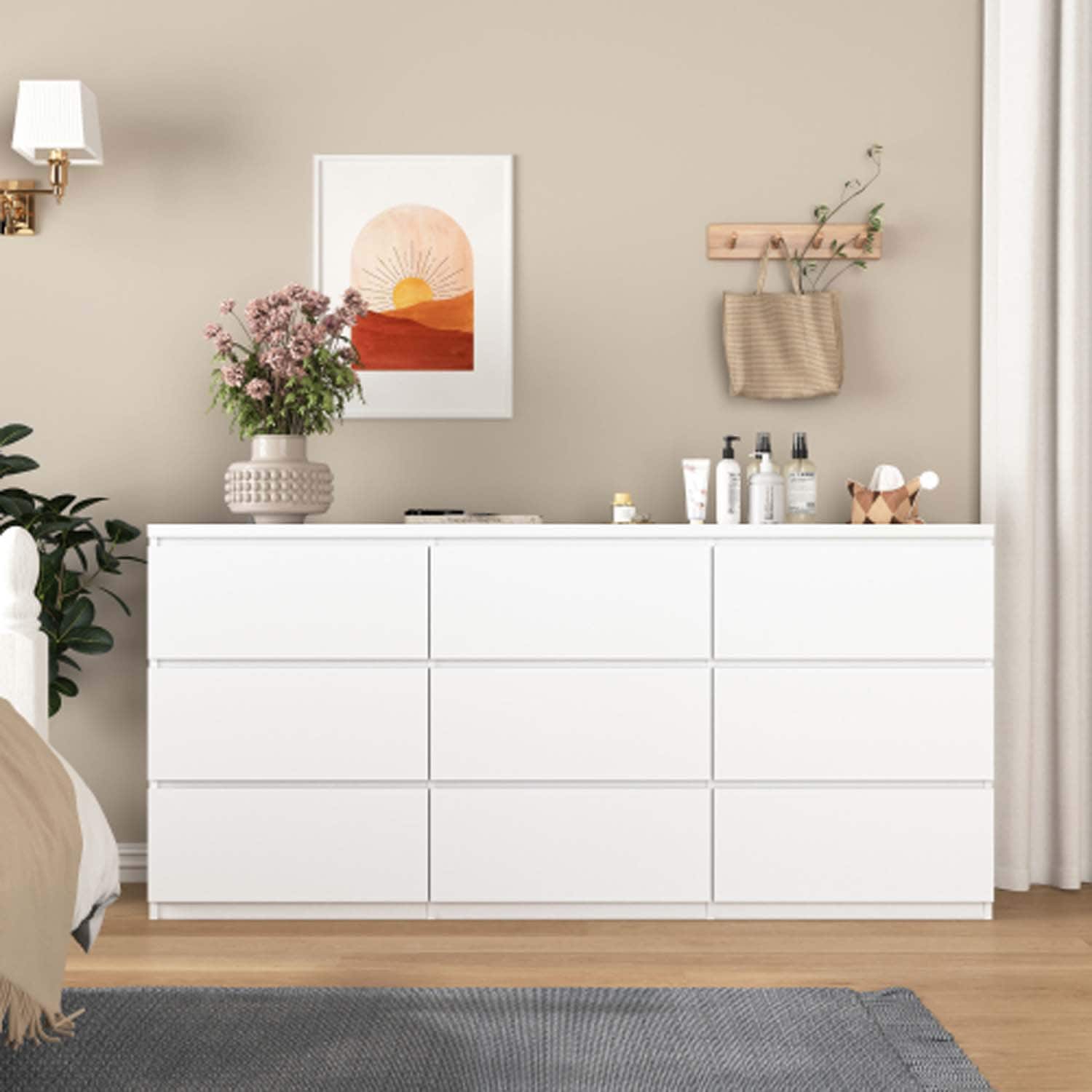 Forest'nSky - 9 drawer 63 in. Wide Chest of Drawers - White