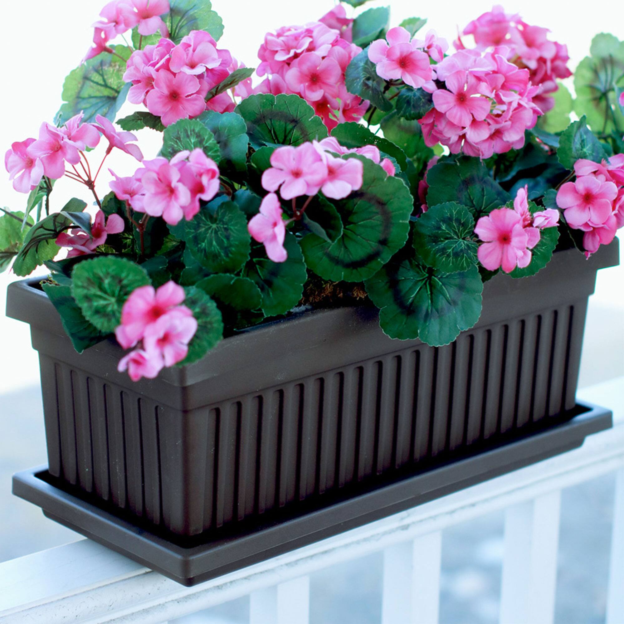 Alt View 10. The HC Companies - HC Companies 30 Inch Fluted Plastic Venetian Garden Flower Window Box (2 Pack) - Black.