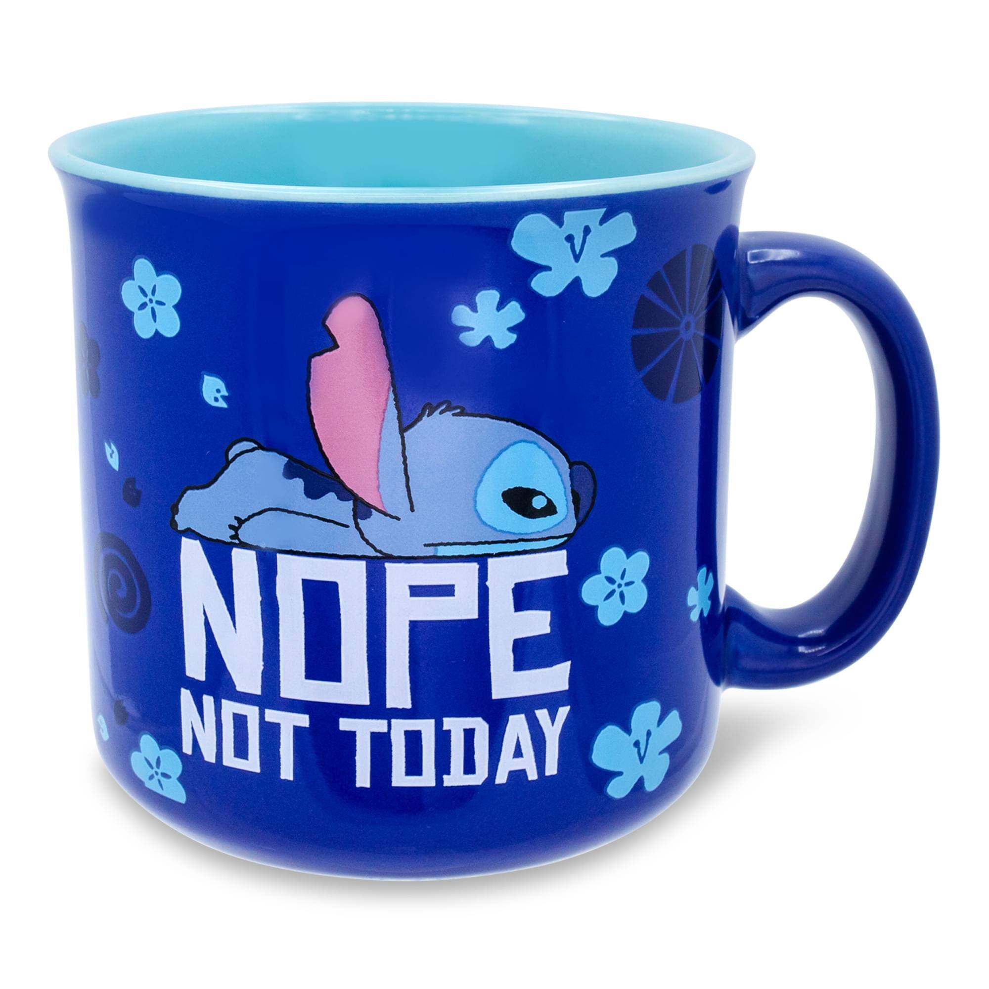 Silver Buffalo - Disney Lilo & Stitch "Nope Not Today" Ceramic Camper Mug | Holds 20 Ounces - Blue