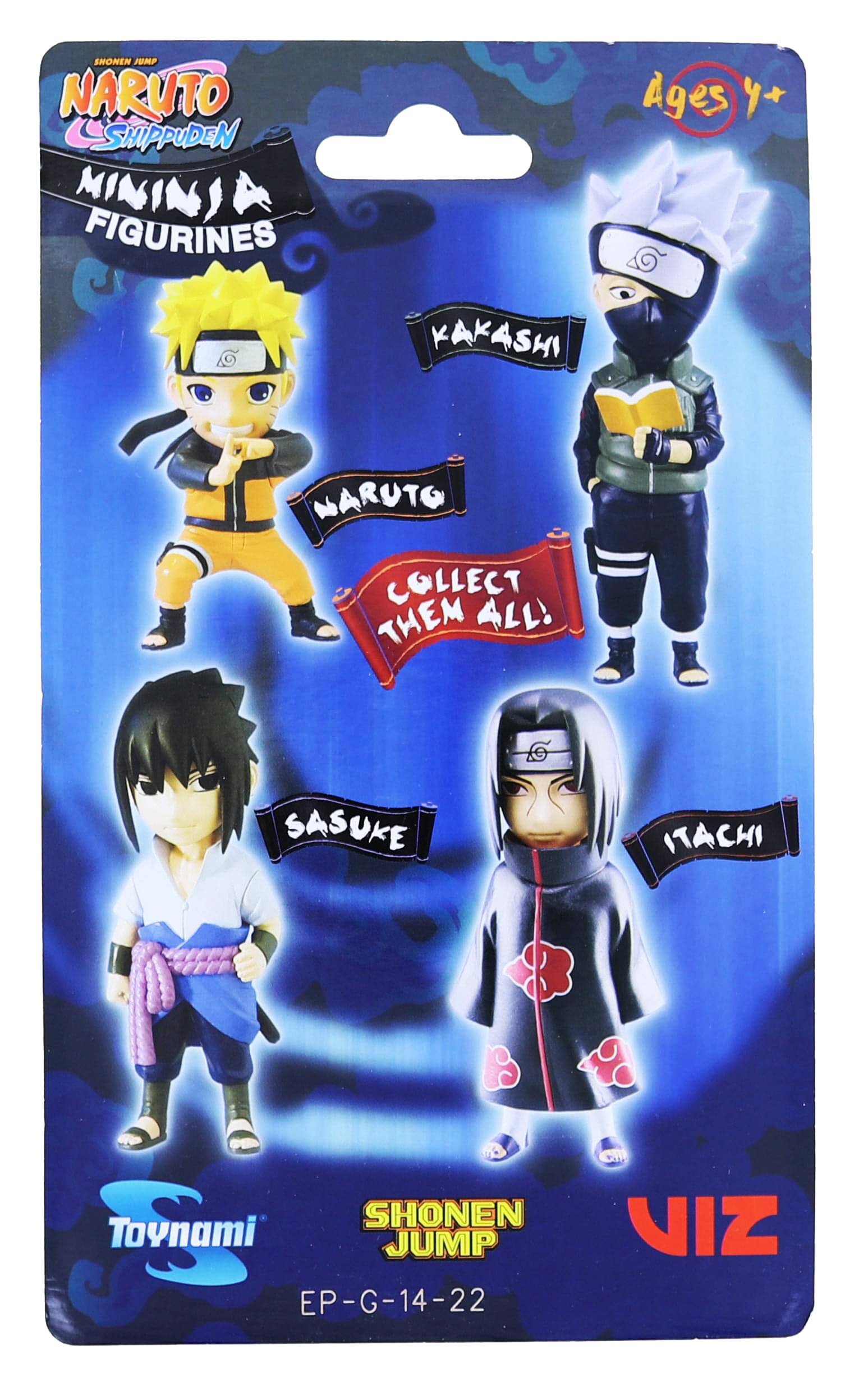 SHONEN JUMP NARUTO SHIPPUDEN MININIA FIGURINES Ages 4+ KAKASHI MARUTO COLLECT THEM ALL! SASUKE ITACHI B B G Toynami SHONEN JUMP EP-G-14-22 VIZ