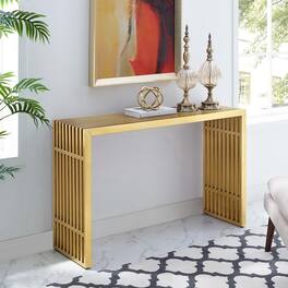 Gridiron Stainless Steel Console Table by Modway - Gold