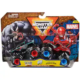 Monster Jam - Venom vs Amazing Spider-Man 1:64 Die-Cast Monster Truck Set - Black & Red