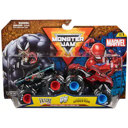 WARNING: CHOKING HAZARD - Small parts. Not for children under 3 years.
MONSTER JAM SERIES 1
MARVEL
VENOM vs SPIDER-MAN
1:64 SCALE / ÉCHELLE 1:64 / ESCALA 1:64