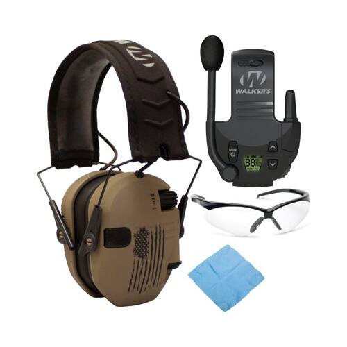 Angle. Walkers - Walker's Razor Slim Electronic Shooting Hearing Protection Muff Bundle - Tan.