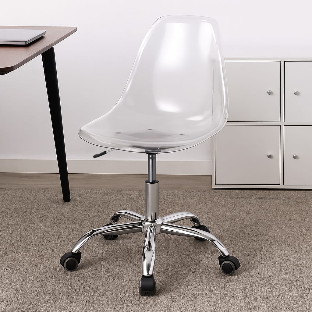 Hivvago - Acrylic Armless Desk Chair with Swivel Function and Adjustable Height - Clear