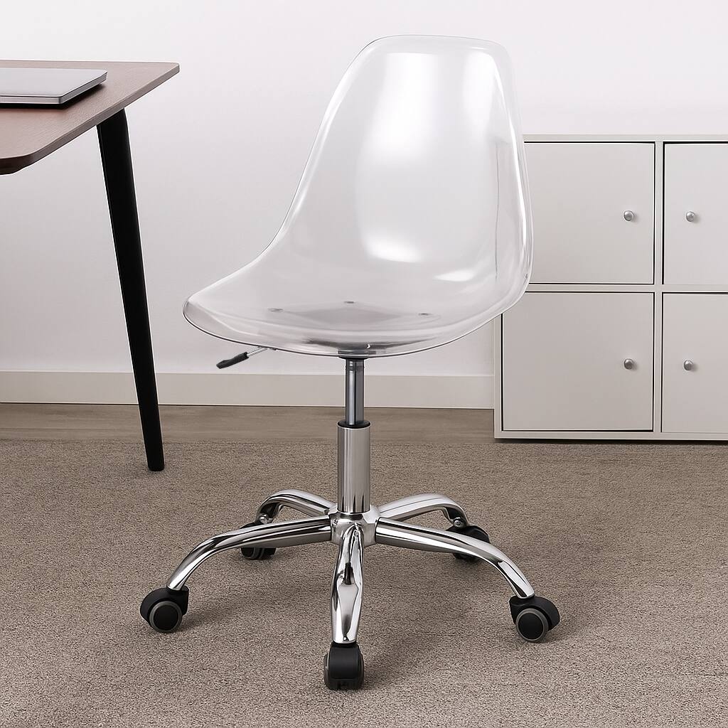 Front. Hivvago - Clear Acrylic Armless Desk Chair with Swivel Function and Adjustable Height - Clear.