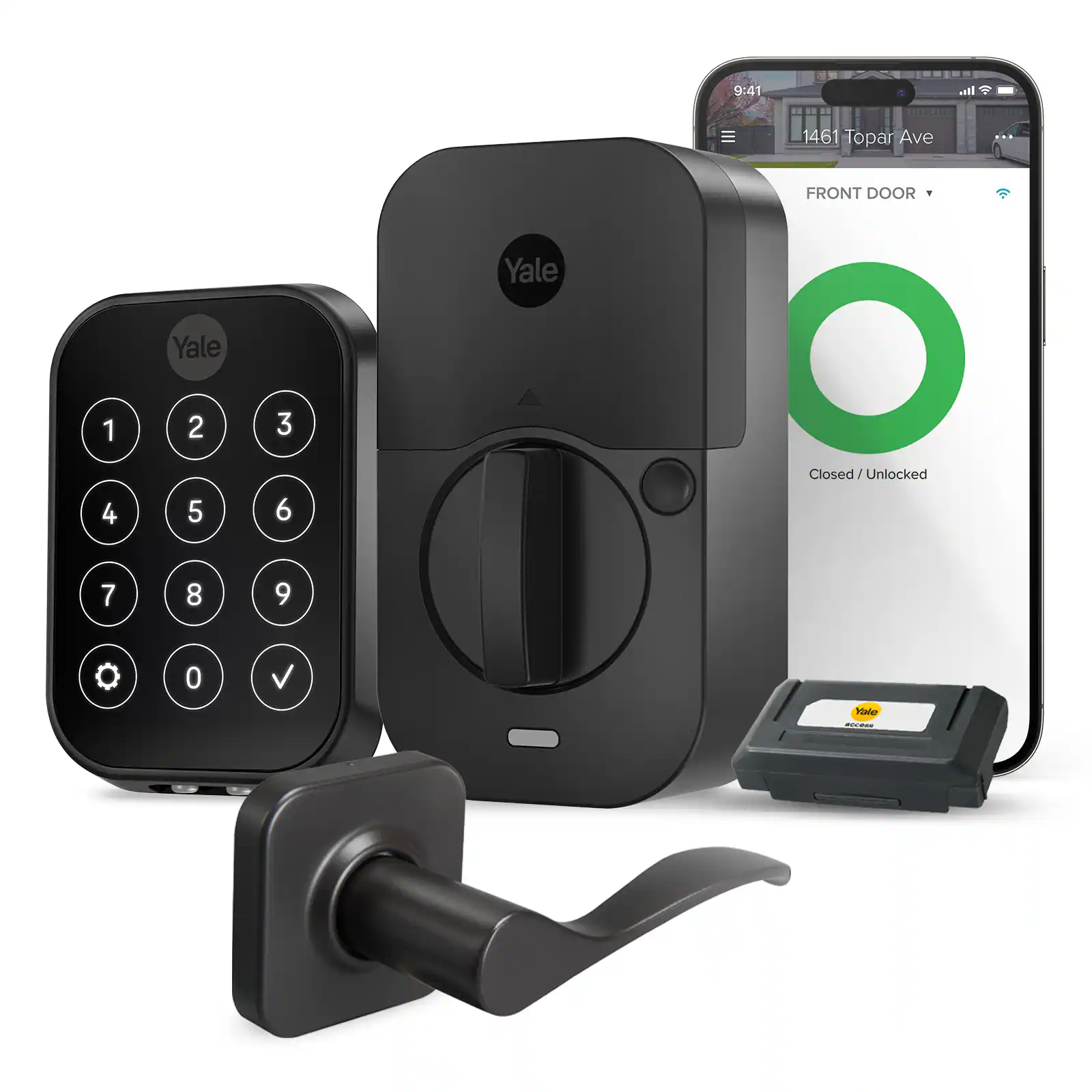 Yale - Assure Lock 2 - Smart Lock Keyless Wi-Fi Deadbolt with Touchscreen Keypad Access - Norwood Handle - Black Suede