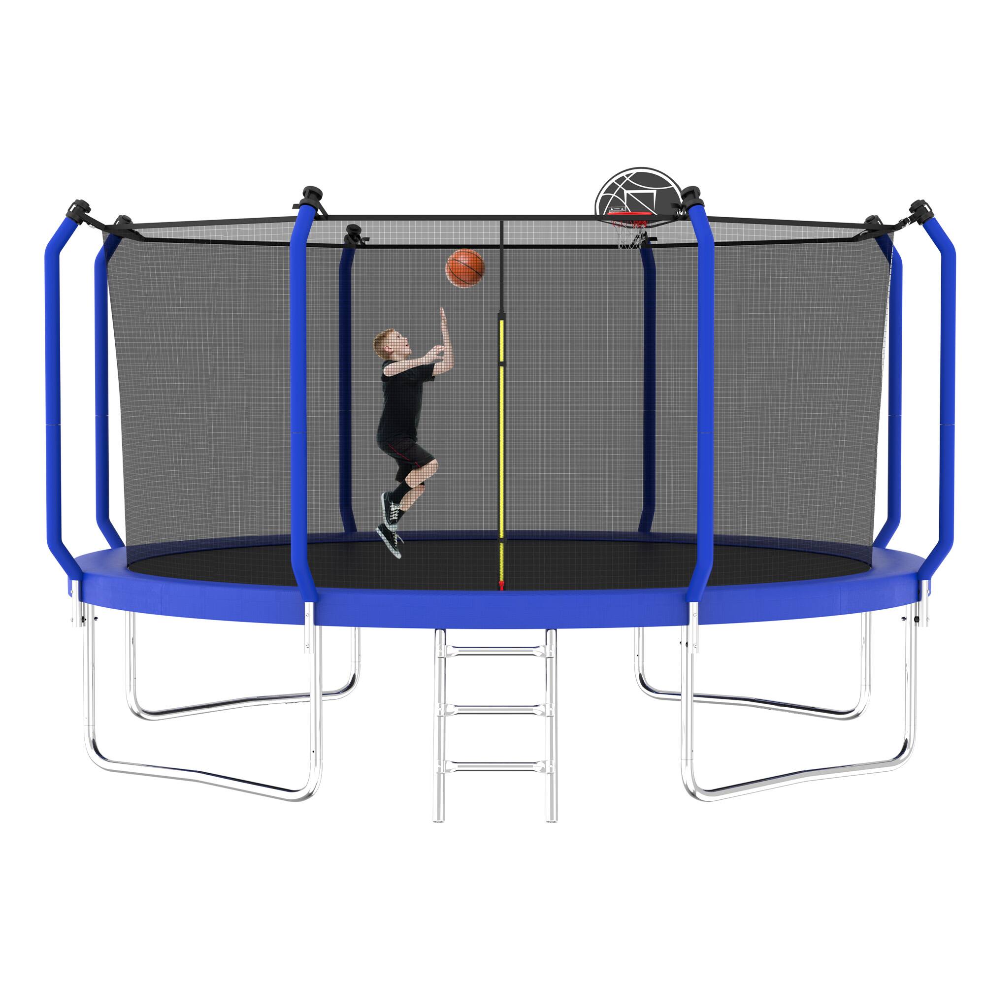 Front. LOVMOR - Lovmor 14 FT Trampoline with Basketball Hoop and Safety Enclosure Recreational Trampoline for Adults.