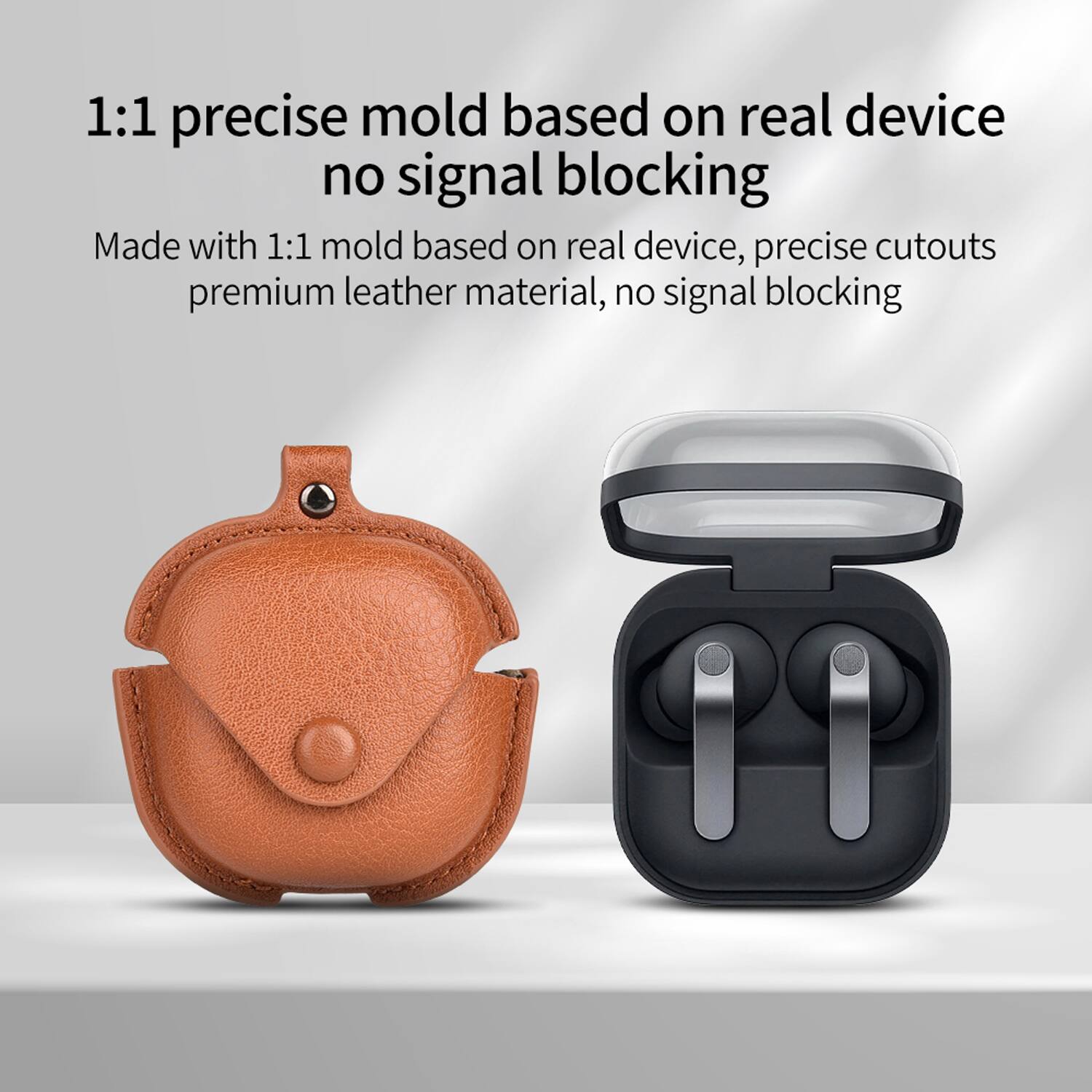 1:1 precise mold based on real device, no signal blocking

Made with 1:1 mold based on real device, precise cutouts, premium leather material, no signal blocking