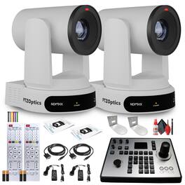 2 x PTZOptics Move 4K PTZ Camera with 30x Zoom (White) (PT30X-4K-WH-G3) + PT-JOY-G4 Controller + 2 x Wall Mount