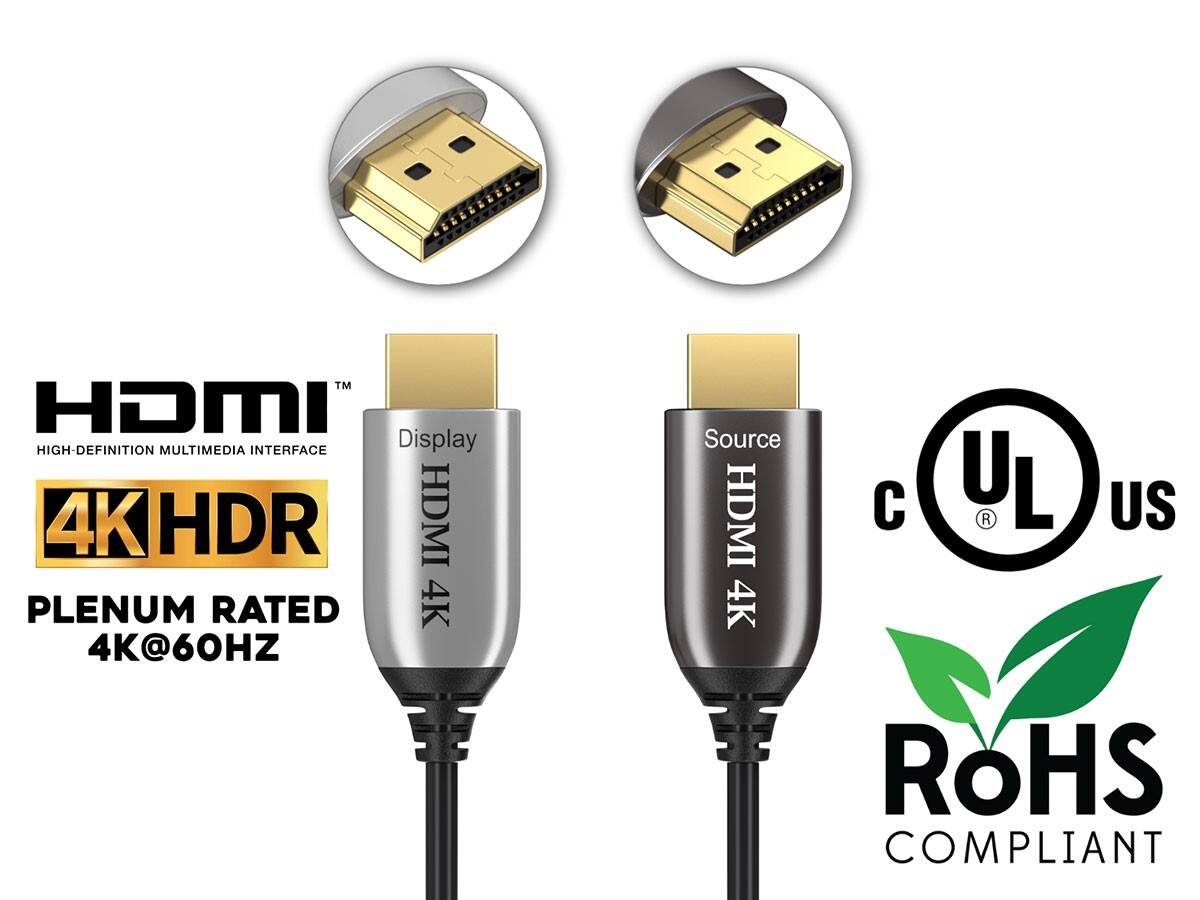 HDMI™ High-Definition Multimedia Interface

- Display
- Source

4K HDR
Plenum Rated
4K@60Hz

UL US
RoHS Compliant