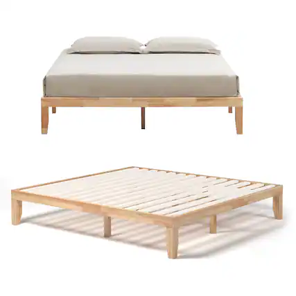Front. Ecooso - 14 Inch King Wood Platform Bed Frame with Reliable Slat Support - Natural.