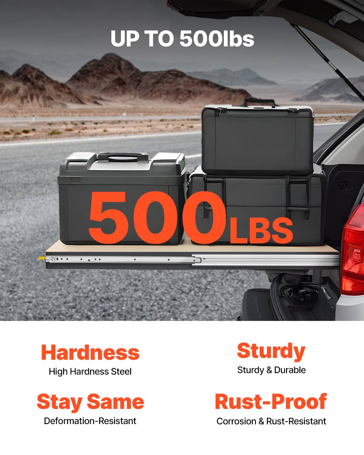 UP TO 500lbs

500LBS

Hardness
High Hardness Steel

Stay Same
Deformation-Resistant

Sturdy
Sturdy & Durable

Rust-Proof
Corrosion & Rust-Resistant