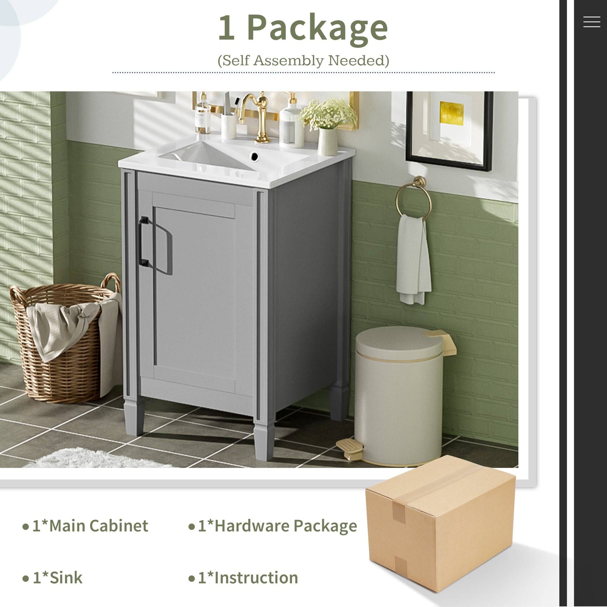 1 Package  
(Self Assembly Needed)  

- 1*Main Cabinet  
- 1*Hardware Package  
- 1*Sink  
- 1*Instruction