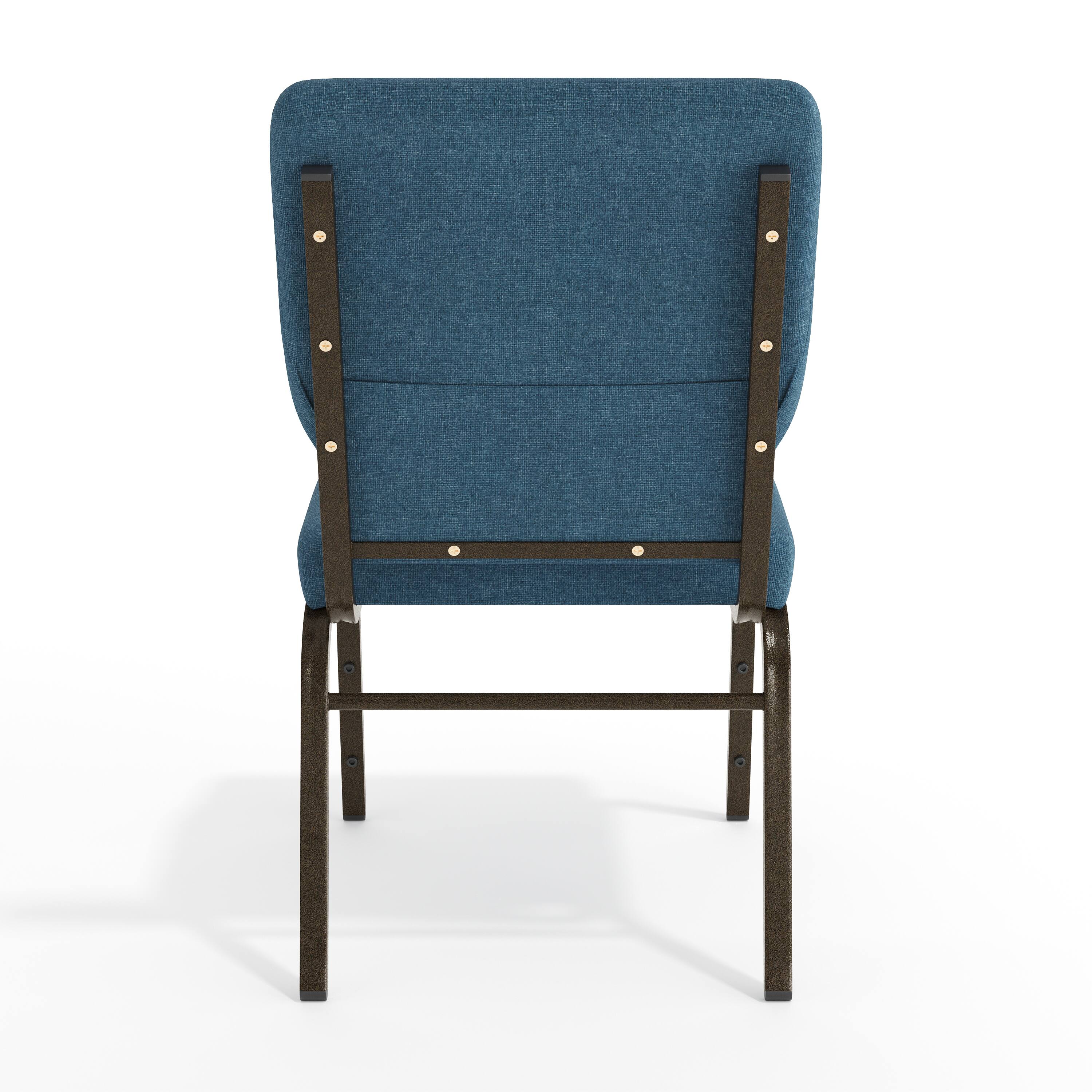 Alt View 7. Emma + Oliver - 18.5"W Stackable Church/Reception Guest Chair - Blue Fabric/Gold Vein Frame.