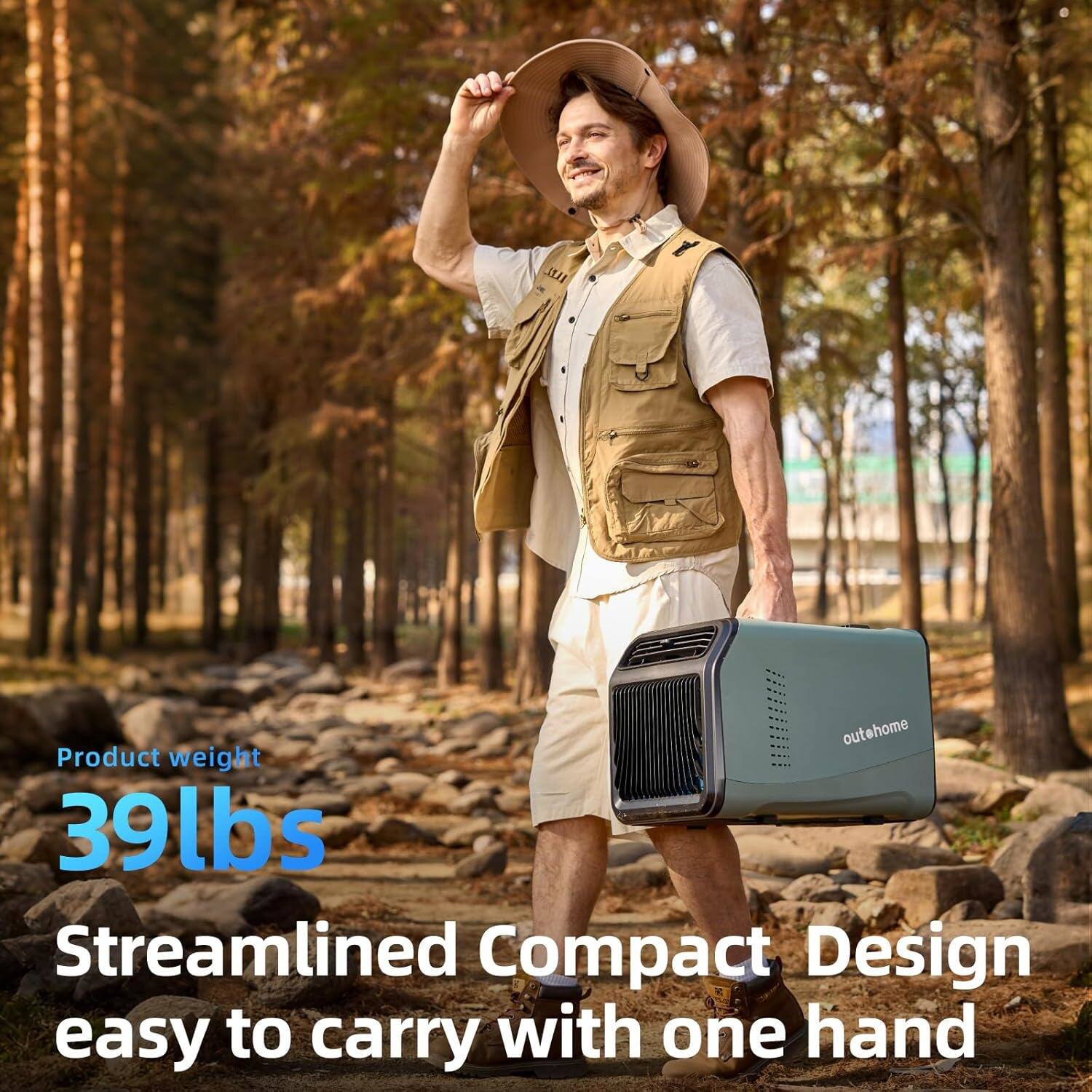 Product weight: 39lbs  
Streamlined Compact Design easy to carry with one hand