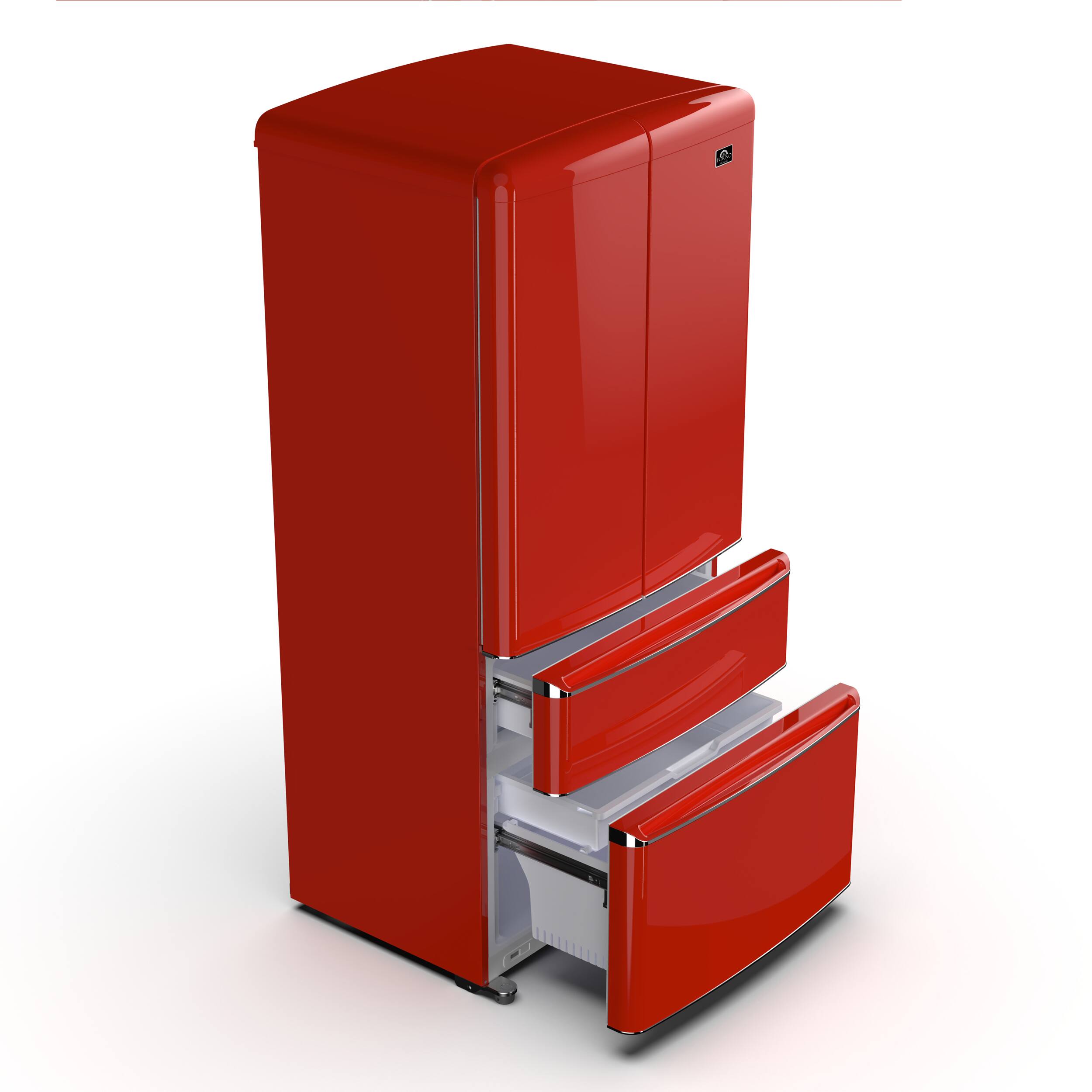 Alt View 5. Forno Appliances - Luigi 18 Cu. Ft. French Door Refrigerator with Handle-free Design - Red.