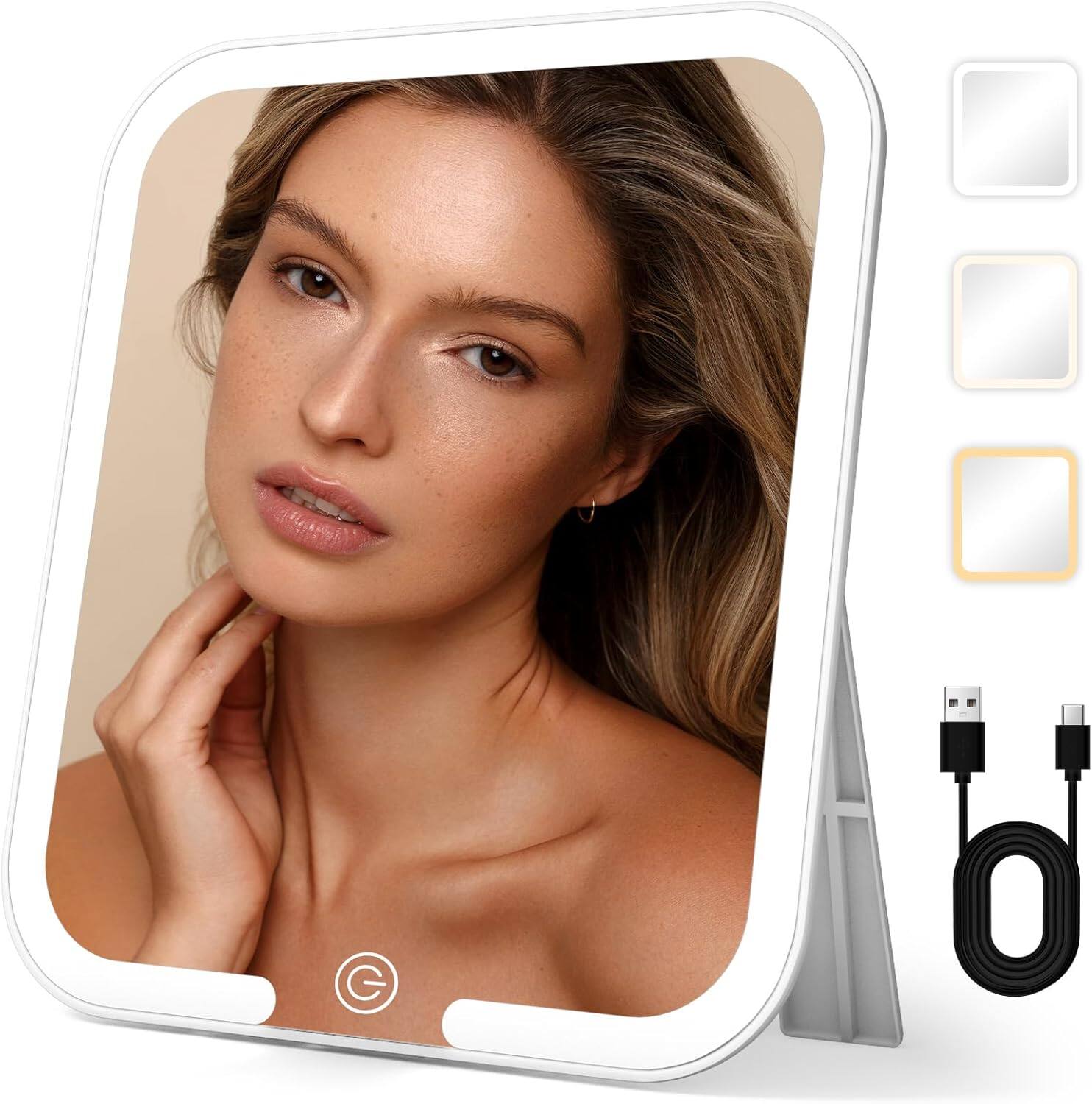 Front. Stamp n Camp - Travel Makeup Mirror with Light, Large Lighted Makeup Mirror 9.2x8inch Tabletop Vanity Mirror with Lights... - default.