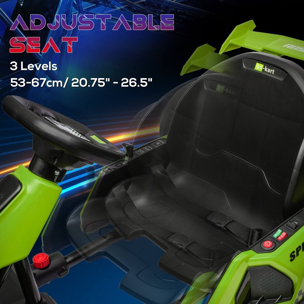 ADJUSTABLE SEAT  
3 Levels  
53-67cm/20.75" - 26.5"  
go-kart