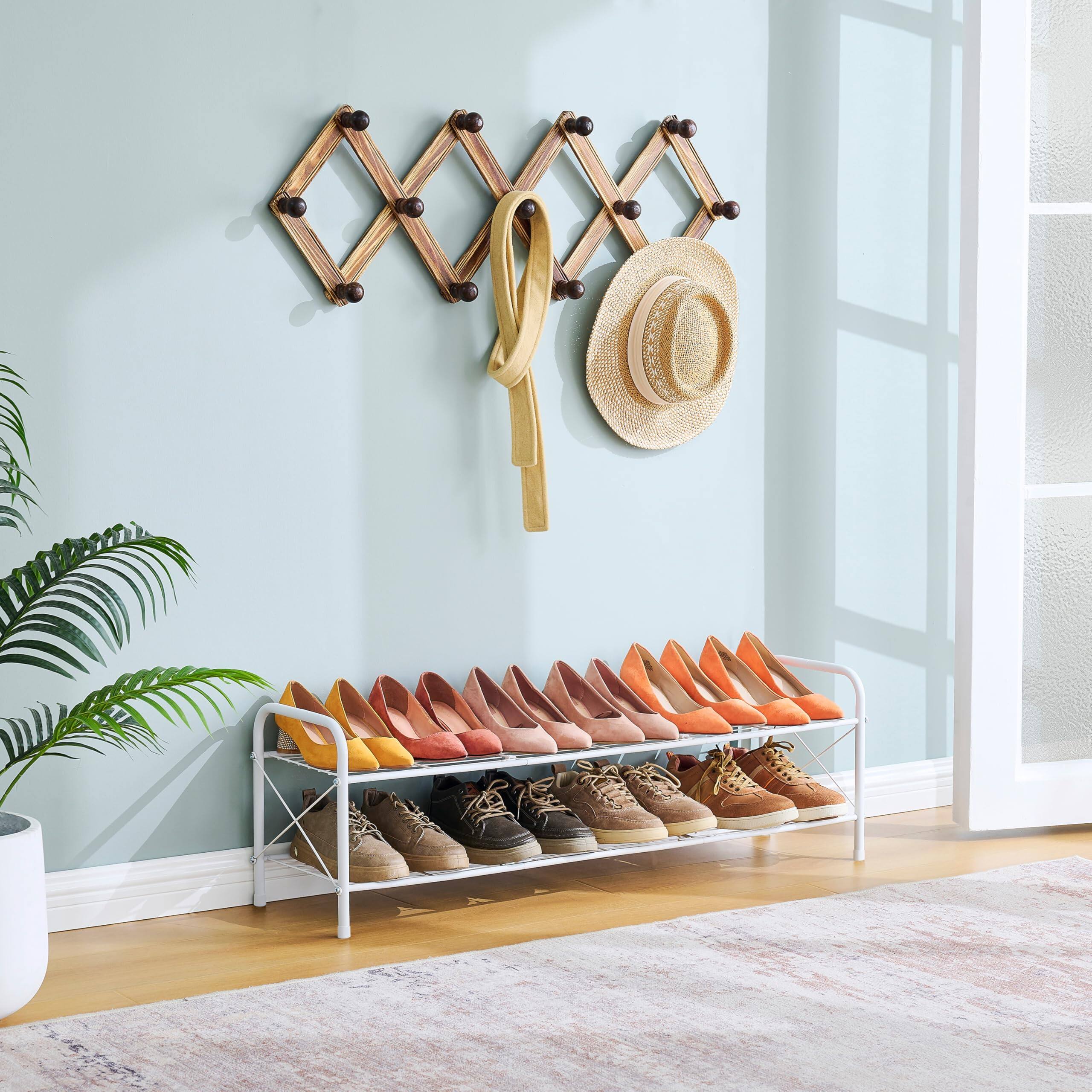 Alt View 8. Hanke - Shoe Rack For Closet Durable Mesh Style Entryway Shelf Storage Organizer Hallway Bedroom Living Room Wardrobe - Gold 8 Tier.