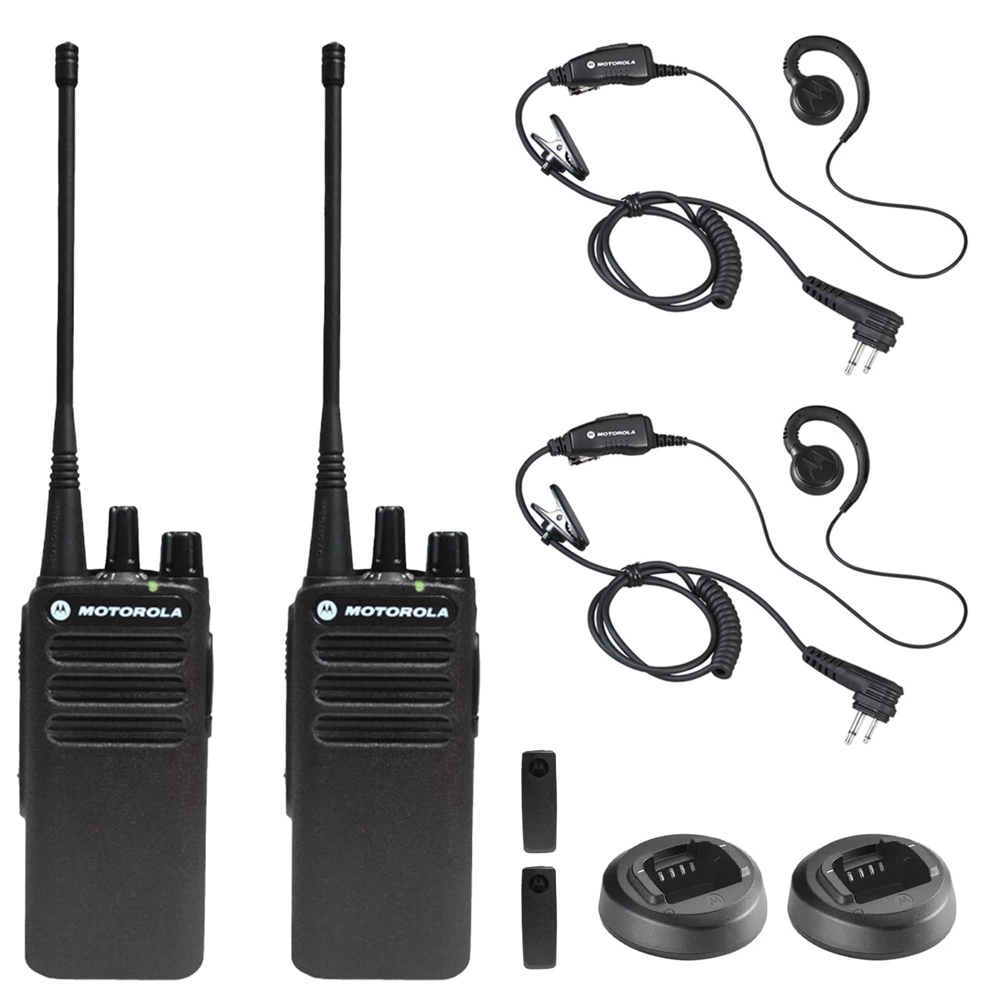 Motorola Solutions - Motorola CP100D Analog UHF Portable Non-Display Two Way Radio, 16 Channel, - 2 Pack With Mic Bundle - Black