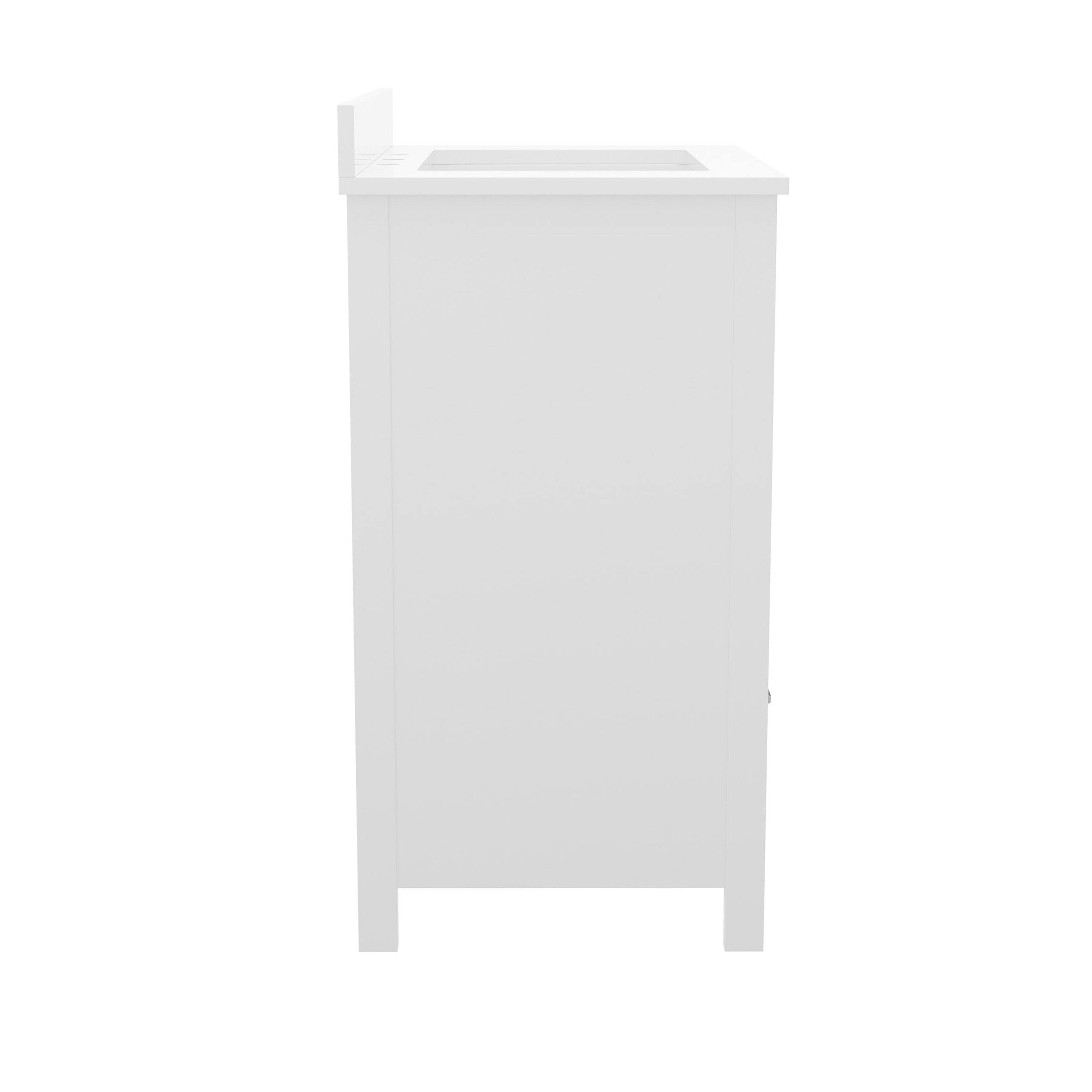 Left. Flash Furniture - Haven 30 Inch Bathroom Vanity with Sink, Storage Cabinet with Soft Close Doors and Bottom Drawer, Carrara Marble Finish - White.