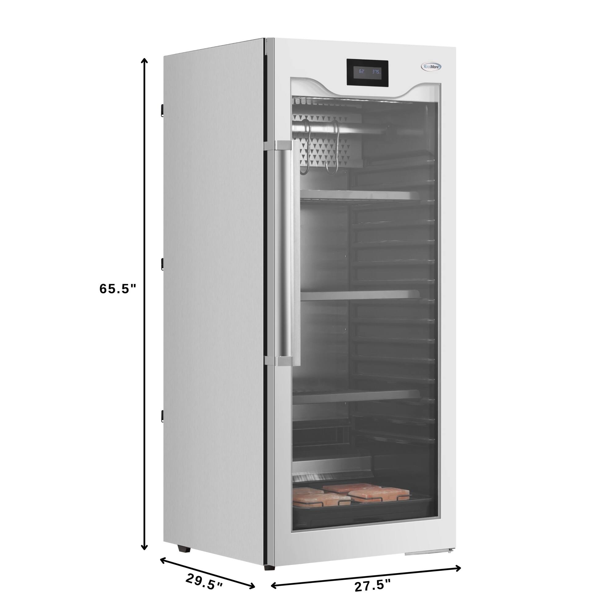 The text on the image reads: "1 1% 65.5" 29.5" 27.5". This indicates that the refrigerator is 65.5 inches tall, 29.5 inches wide, and 27.5 inches deep.