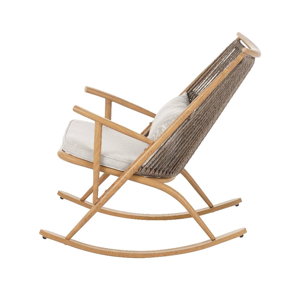 Alt View 1. Loheer - Loheer Outdoor Rocking Chair Iron Frame PE Rattan Patio Rocker - Gray.