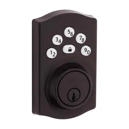 Front. Kwikset - Kwikset Powerbolt Venetian Bronze Zinc Electronic Deadbolt.